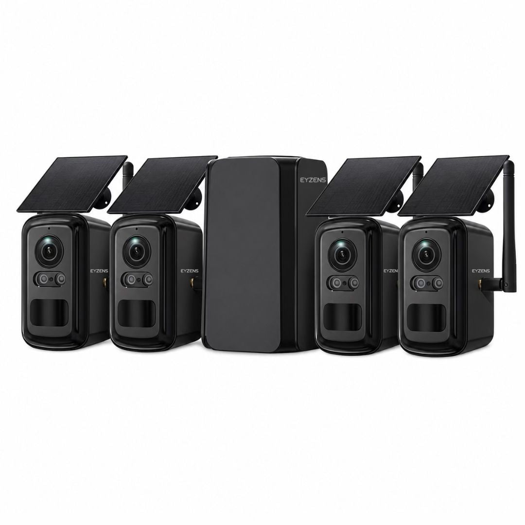 PoE NVR Security System AI Sensors - 4× 4K Bullet Cameras WiFi 1,700ft Coverage | Black