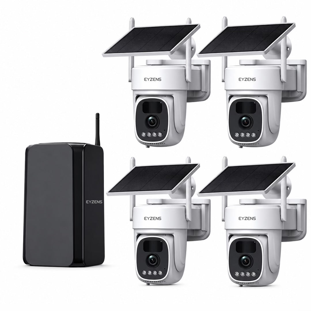 PoE NVR Security System AI Sensors - 4× 4K Bullet Cameras WiFi 1,700ft Coverage | White
