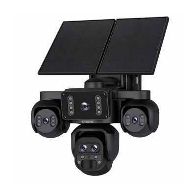 20x Optical Zoom - 5 Lens 4K Solar Security Camera – 100% Solar Powered, NO Electricity NO WiFi