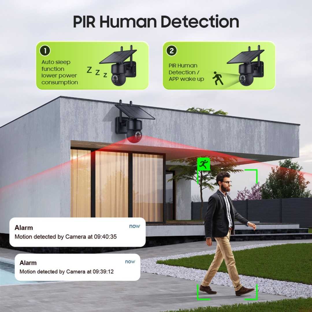 Pitch-Black Outdoor Solar Security Camera 8MP 4K Full HD 4G + WIFI (Copy)