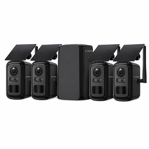 PoE NVR Security System AI Sensors - 4× 4K Bullet Cameras WiFi 1,700ft Coverage | Black