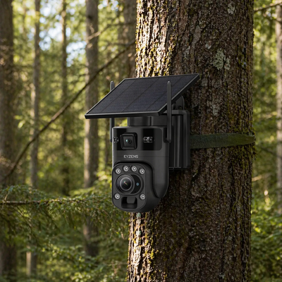 36x Optical Zoom - 4K Solar Security Camera – 100% Solar Powered, NO Electricity NO WiFi | White