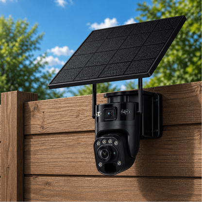 36x Optical Zoom - 4K Solar Security Camera – 100% Solar Powered, NO Electricity NO WiFi | White