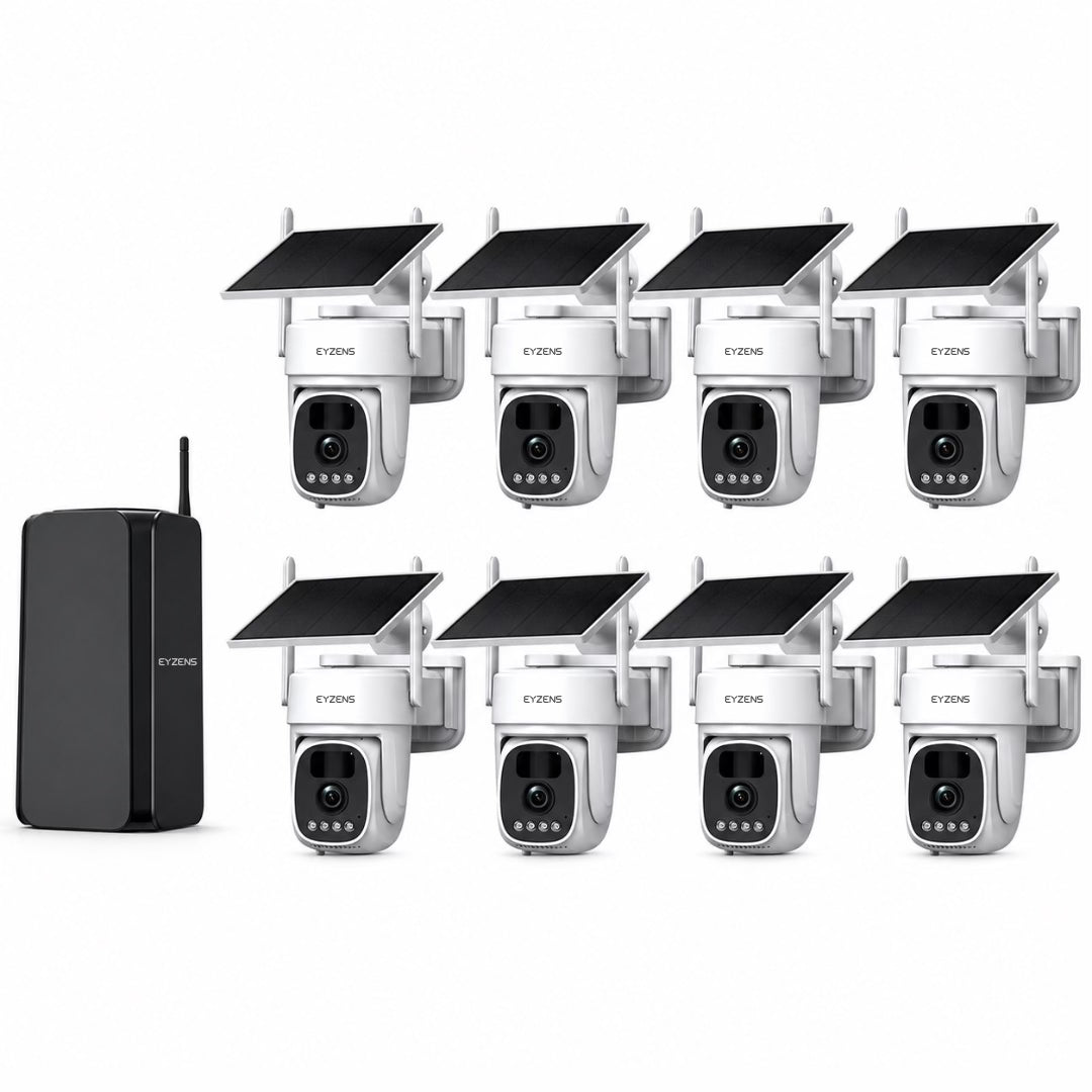 PoE NVR Security System AI Sensors - 8× 4K Bullet Cameras WiFi 1,700ft Coverage | White